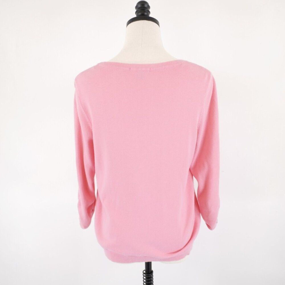 Tommy Hilfiger Medium Pink Button Cardigan Sweater with Long Sleeve With Ruching - Picture 6 of 8